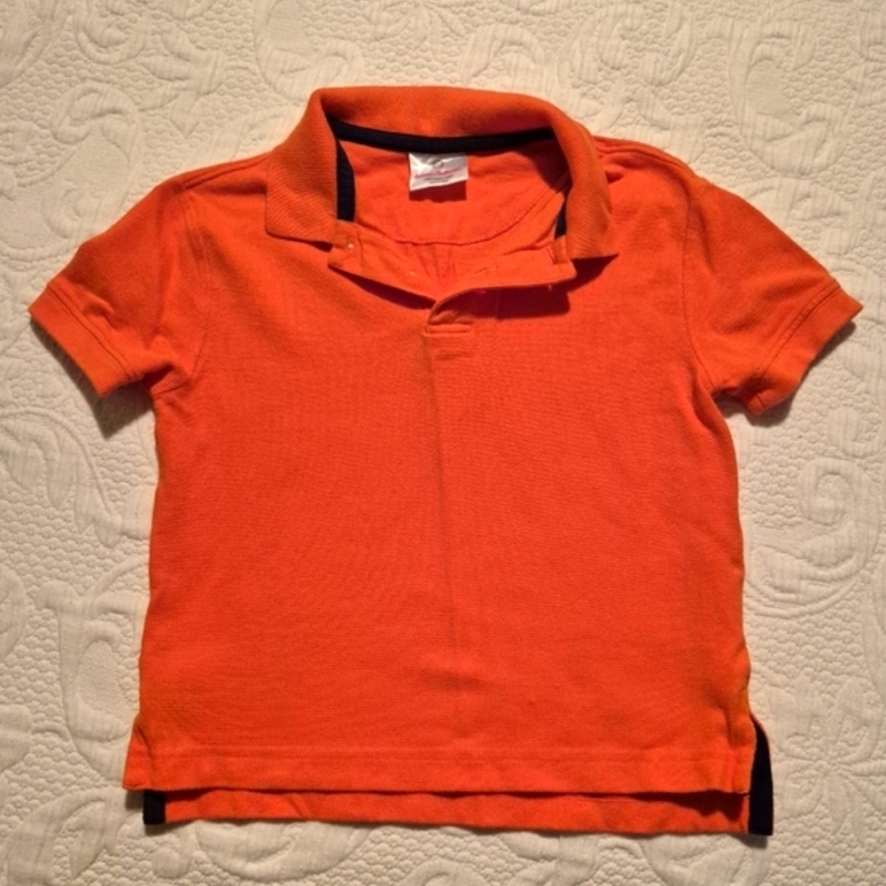 Hanna Andersson boys size 110 or 5 short sleeve orange polo shirt VGUC